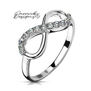 Women's Dainty Infinity Wedding Ring - Paved Gem Infinity Engagement Ring